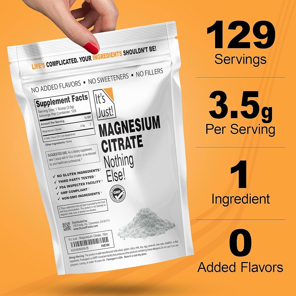 It's Just! Magnesium Citrate Powder - 129 Servings - image 4