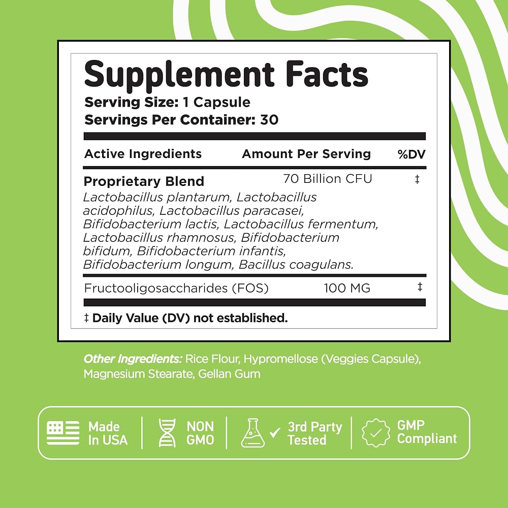 Vital Vitamins Probiotic Complex 70 Billion CFU - 30 Capsules - image 7