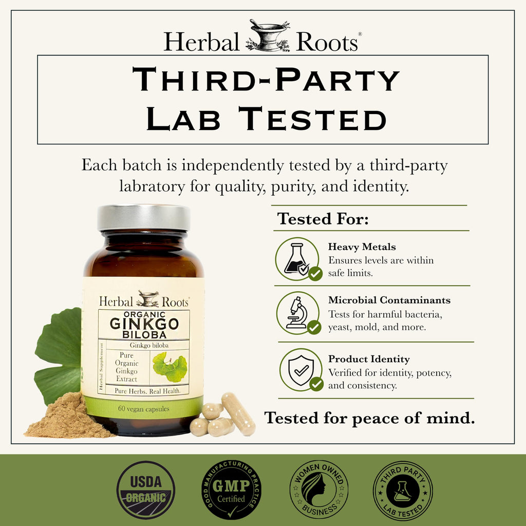 Herbal Roots Organic Ginkgo Biloba Brain & Memory Support - 60 Capsules - image 5