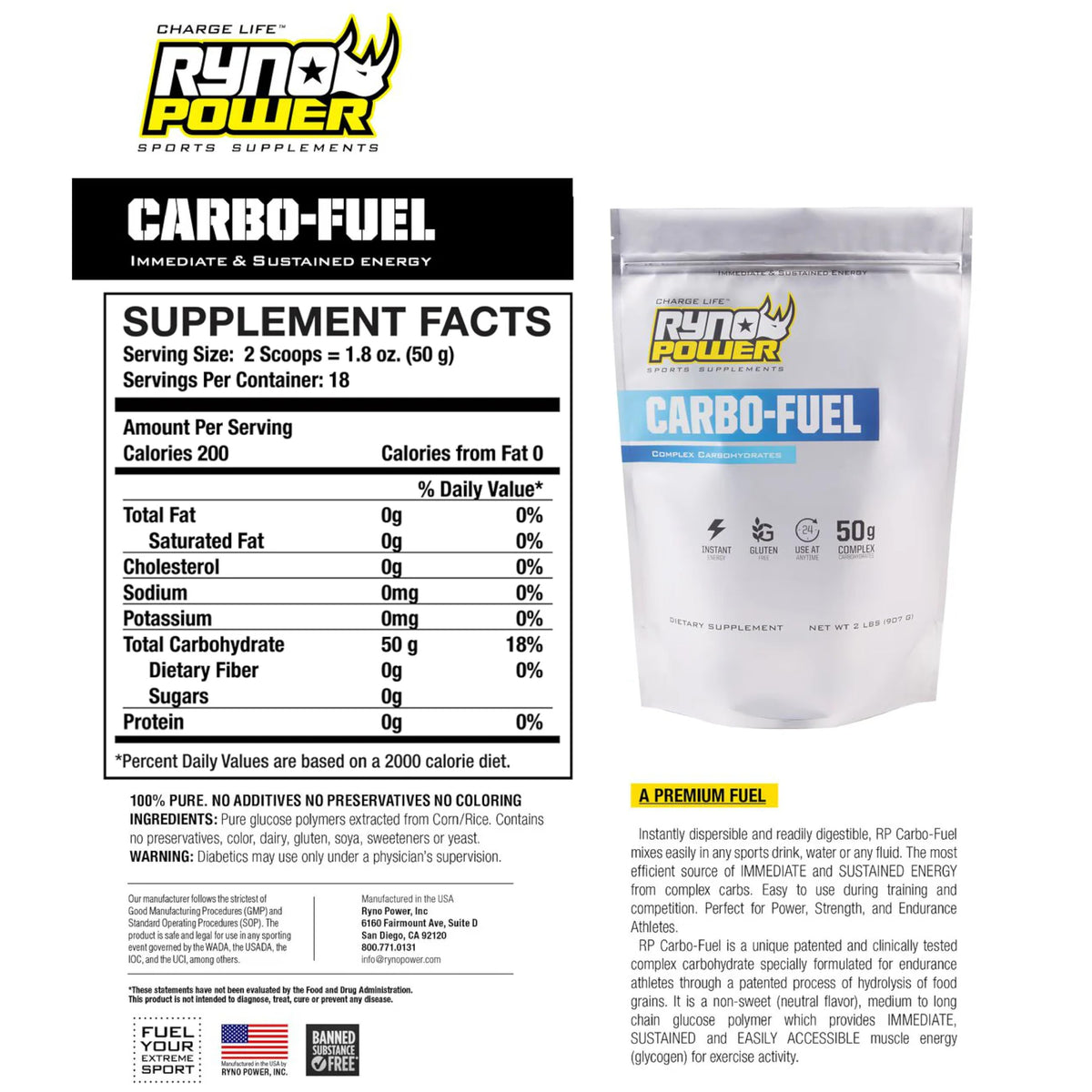 Ryno Power Carbo-Fuel Stimulant-Free Drink Mix - 2 Pound - image 5