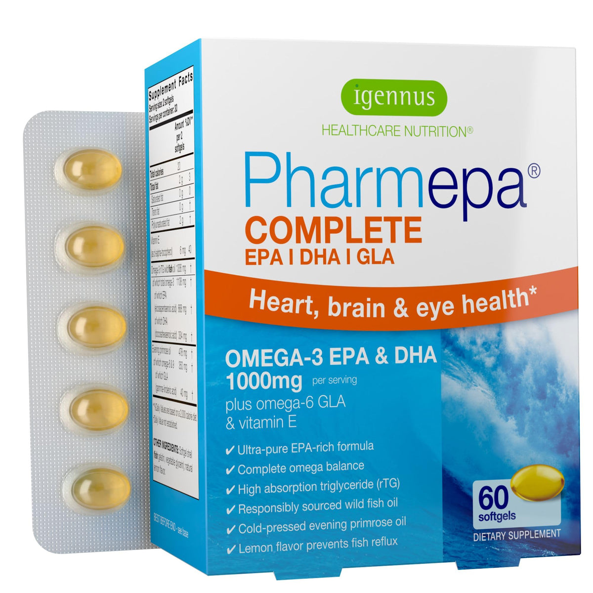 Igennus Pharmepa rTG Omega 3 EPA DHA 1000mg - 60 Softgels