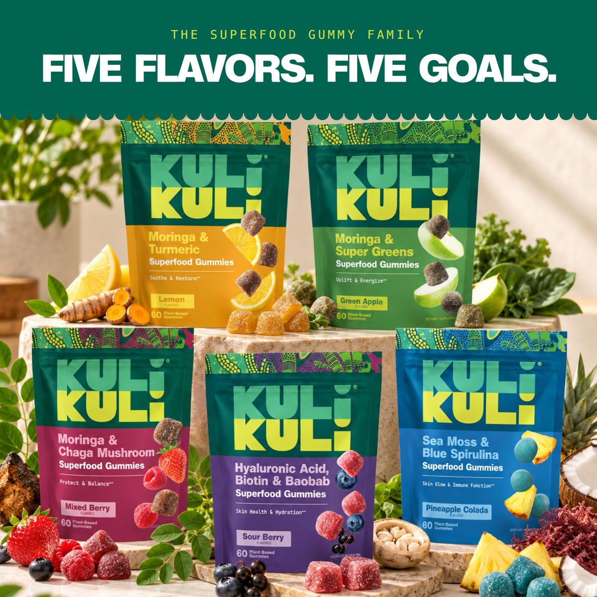 Kuli Kuli Moringa Gummies - Caffeine-Free Energy Supplements