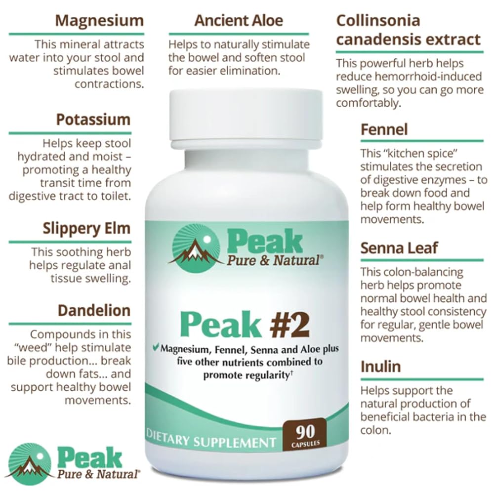 Peak Pure & Natural #2 Bowel Movement Supplement - 90 Capsules - image 2
