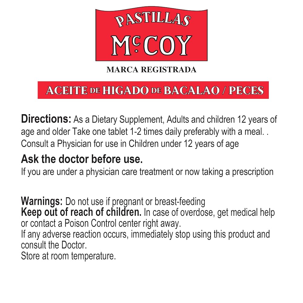 Pastillas McCoy Cod Fish Liver Oil Extract Tablets - 40 Count - image 5