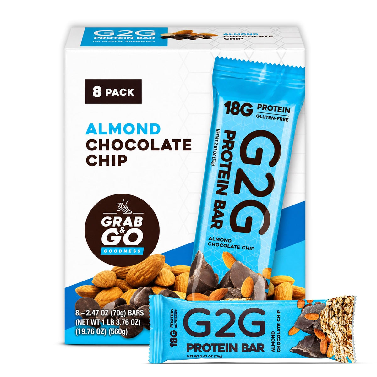 G2G Protein Bar Almond Chocolate Chip - 8 Count