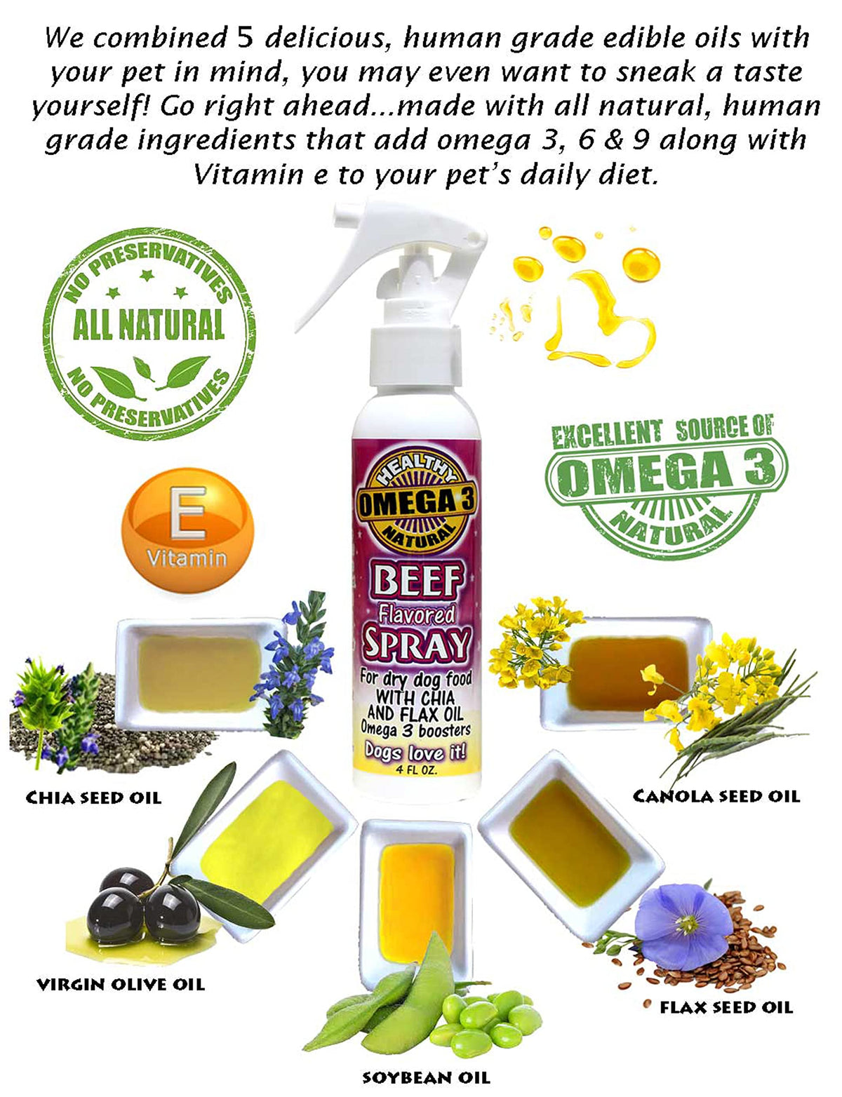 Flavored Sprays Roast Beef Omega-3 Oil for Dogs - 4 oz - image 3
