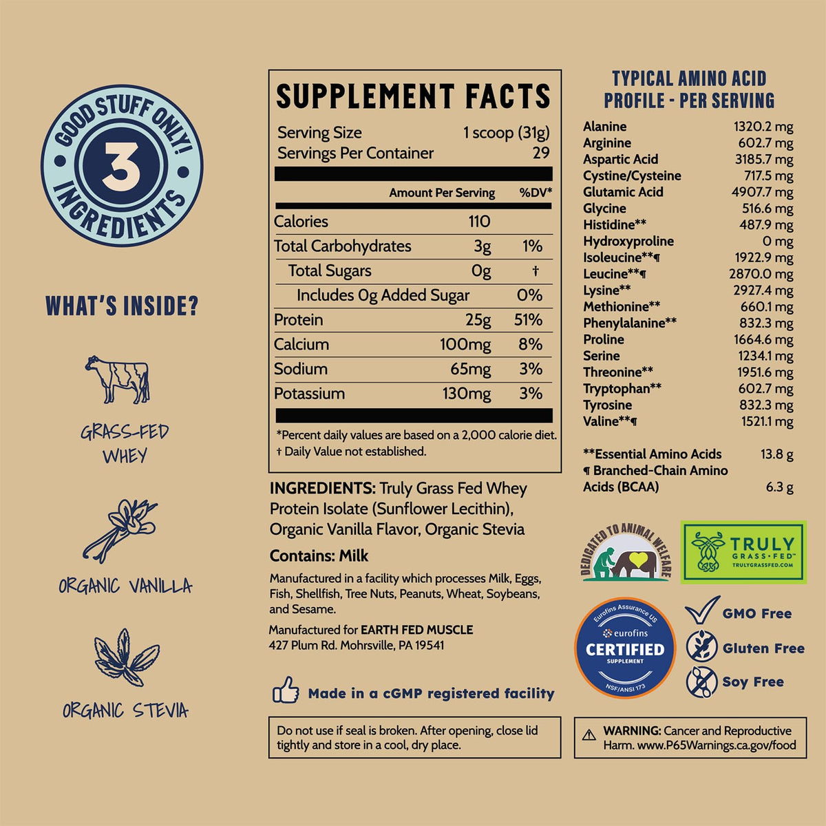 Earth Fed Muscle Whey Protein Isolate