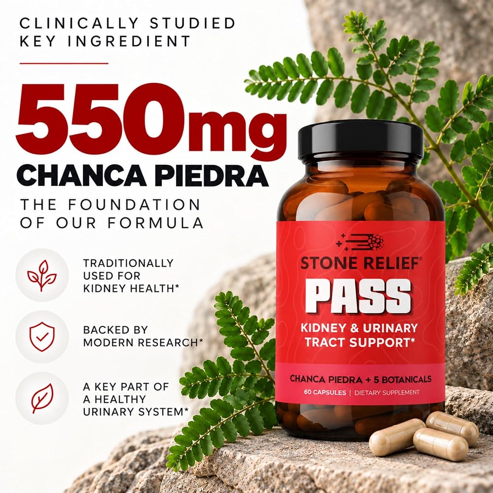 STONE RELIEF Chanca Piedra Kidney Support Supplement - 180 Capsules - image 5