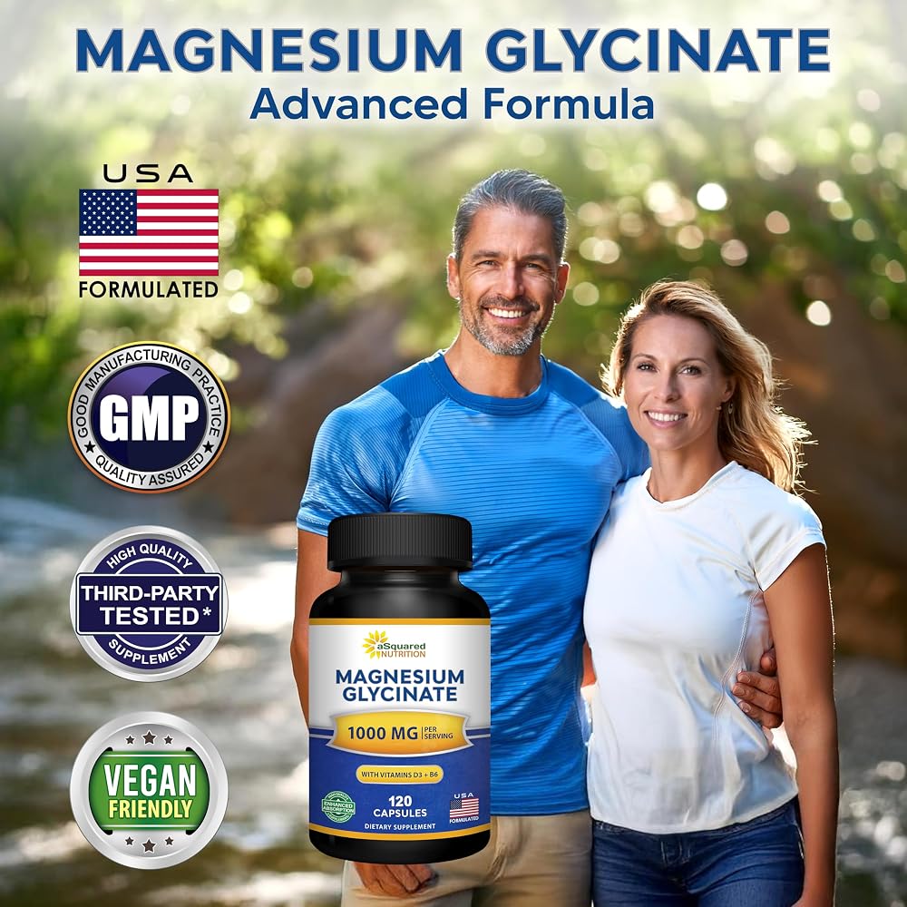 aSquared Nutrition Magnesium Glycinate 1000mg with D3 & B6 - 120 Capsules - image 2