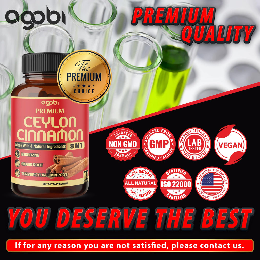Agobi Ceylon Cinnamon with Berberine Supplement - 180 Capsules - image 6