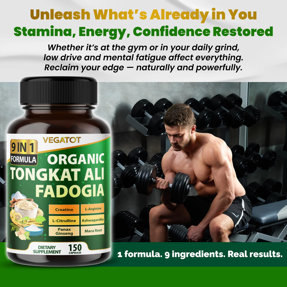 Vegatot Premium Tongkat Ali 9-in-1 with Fadogia & Creatine - 90 Capsules - image 2