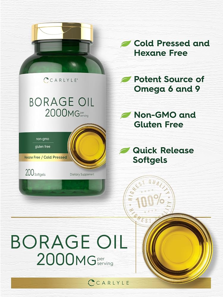 Carlyle Borage Oil Supplement 2000mg - 200 Softgels - image 4