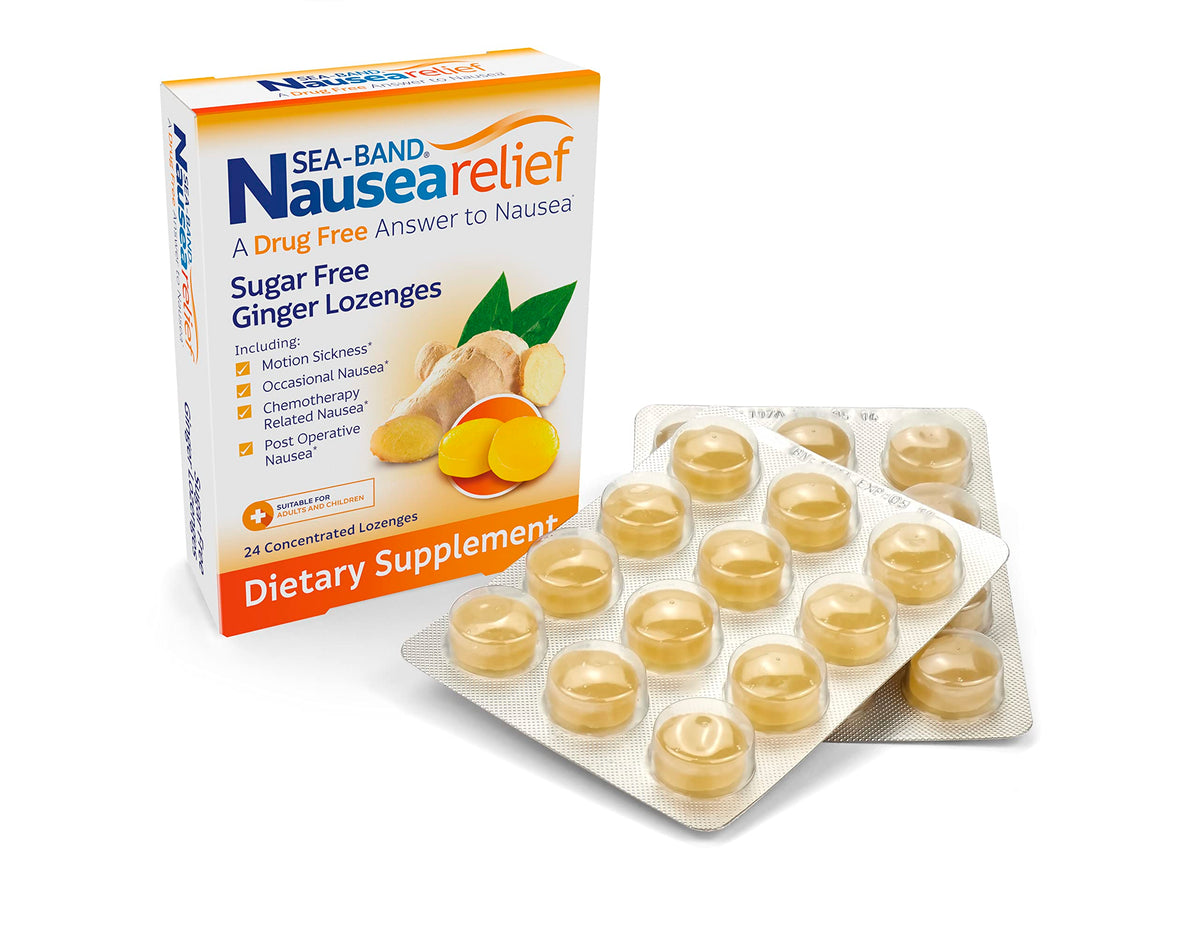 Sea-Band Ginger Travel Lozenges for Motion Sickness - 24 Count