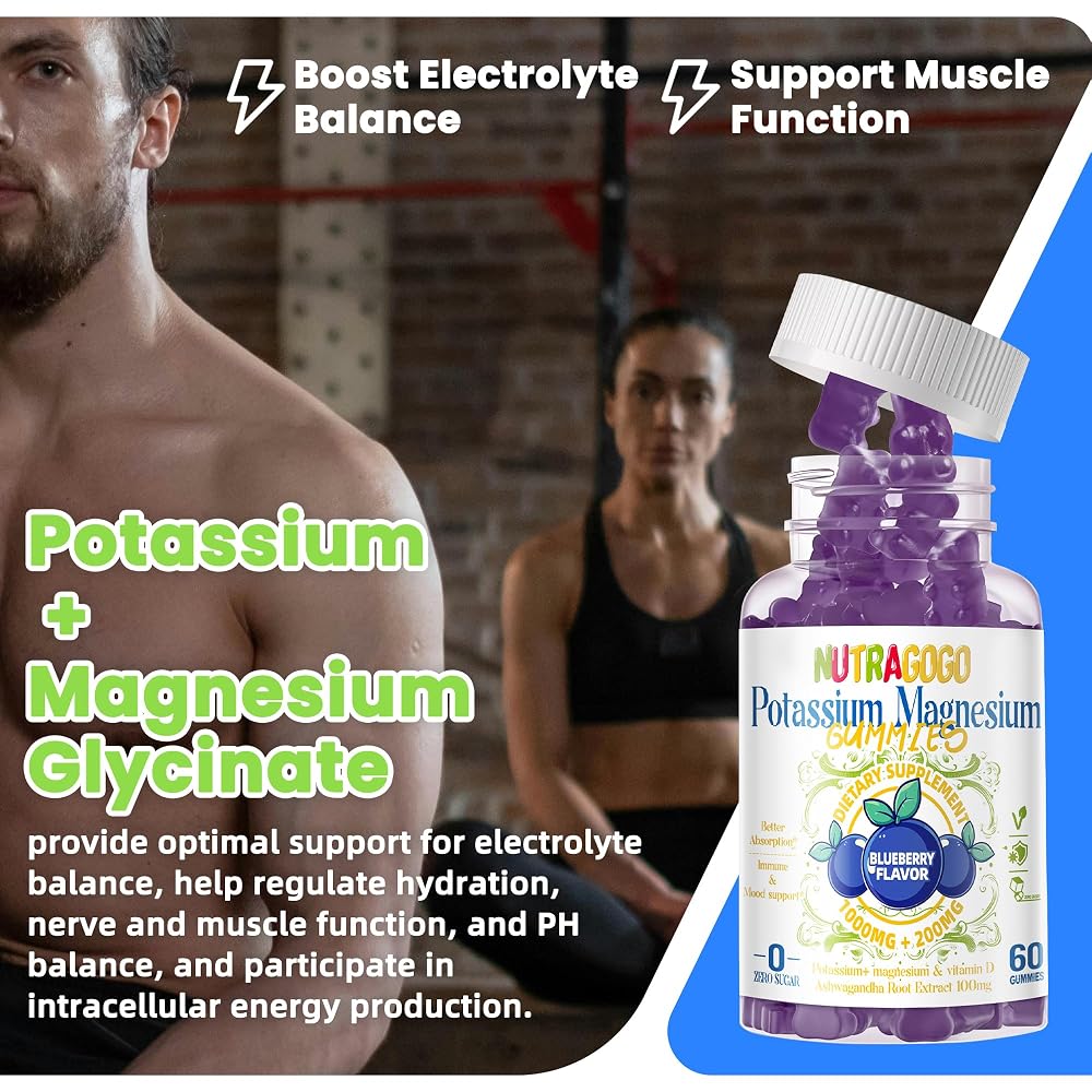 NUTRAGOGO Potassium Magnesium Gummies with Ashwagandha - 120 Gummies - image 4