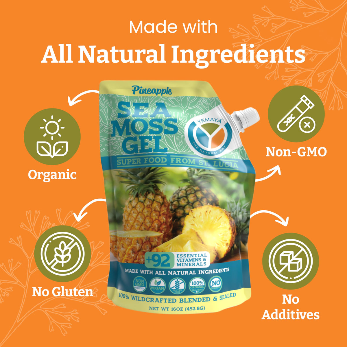 Yemaya Sea Moss Gel Pineapple - 16 Fl Oz - image 4