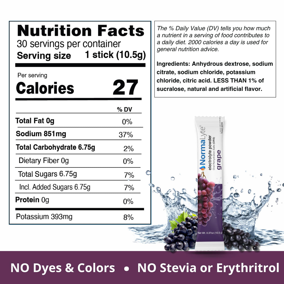 NormaLyte Grape Electrolyte Powder Packets - 6 Count - image 2