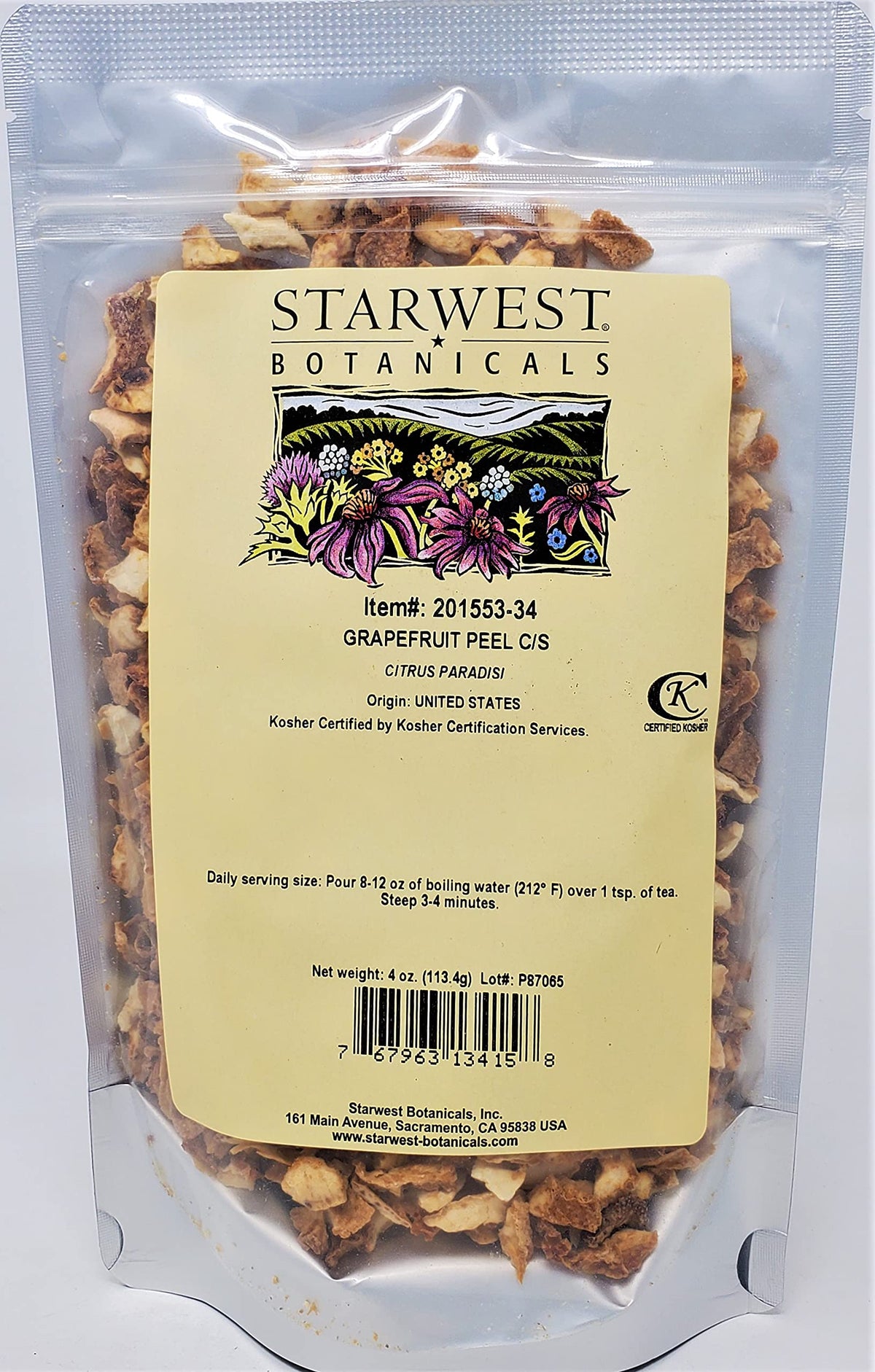 Starwest Botanicals Grapefruit Peel Cut & Sifted - 4 Ounces