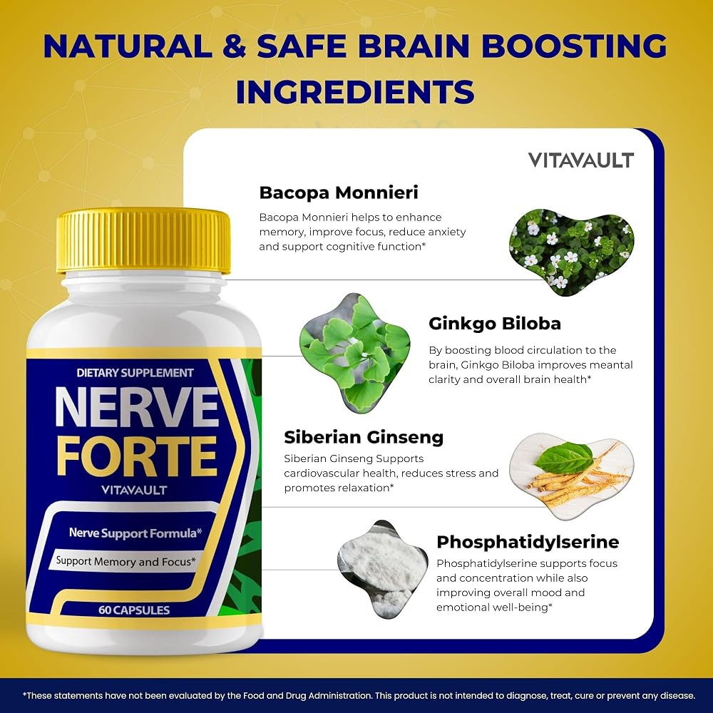 Vitavault Nerve Forte Brain Supplements for Memory and Focus - 60 Capsules - image 6