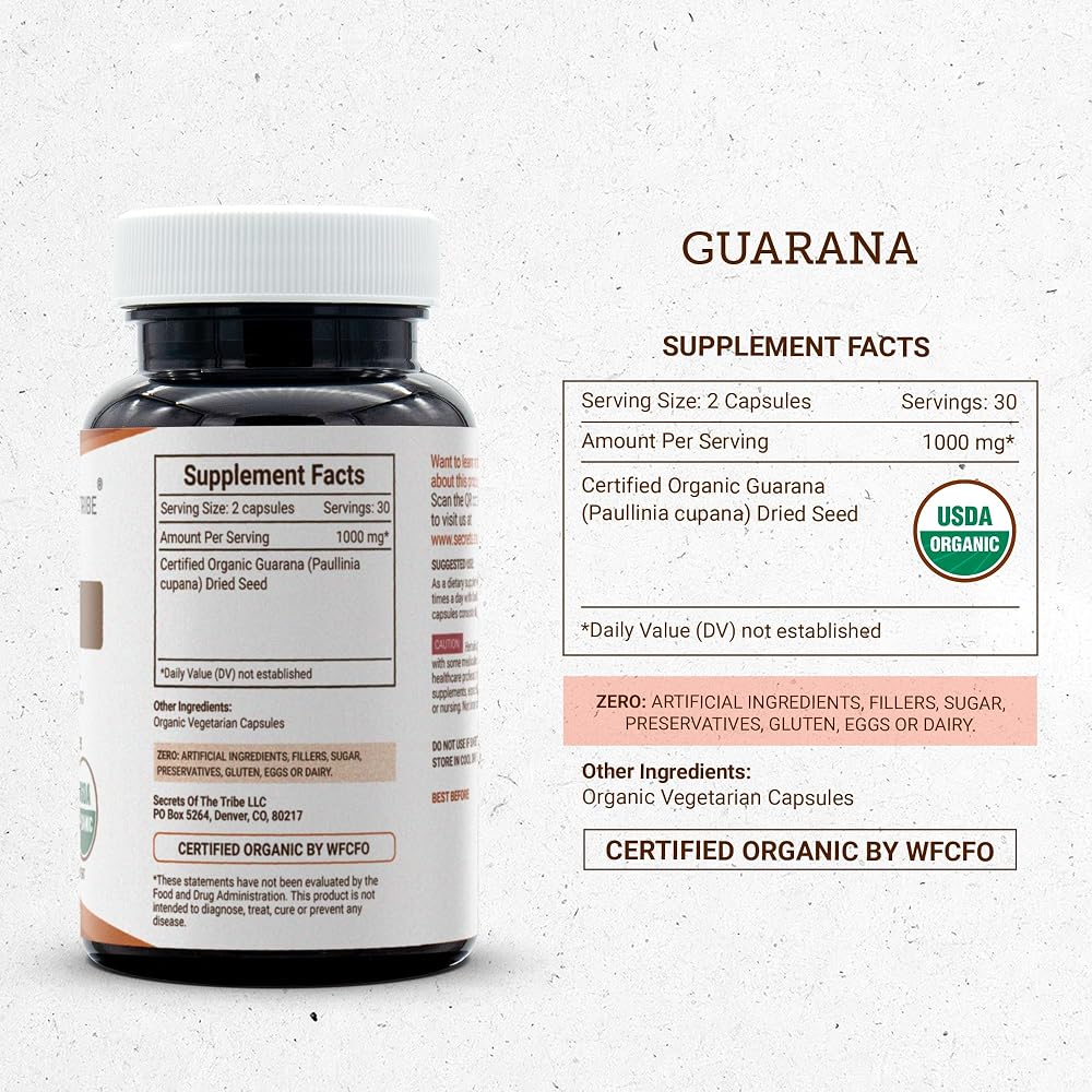 Secrets of the Tribe Guarana USDA Organic Capsules