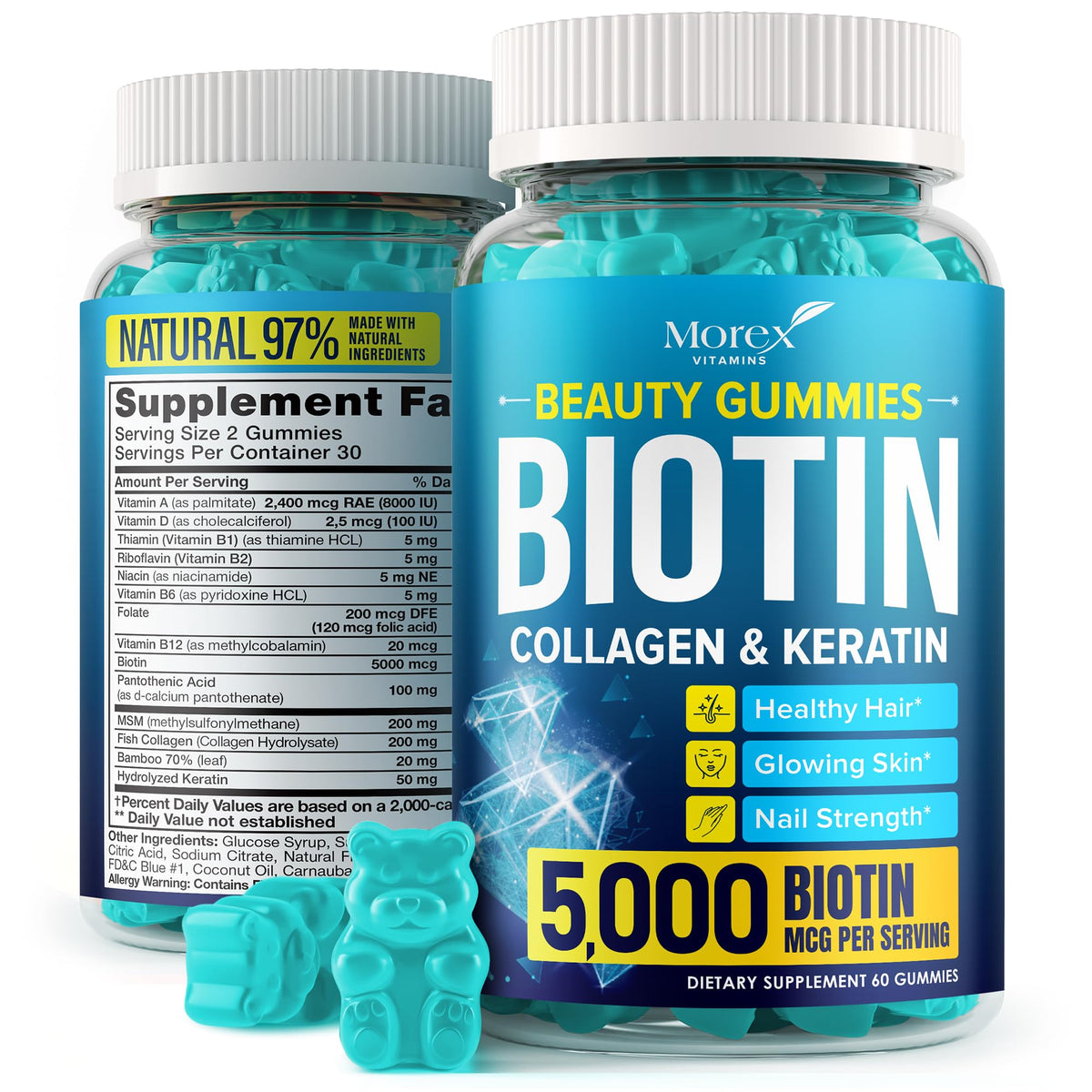 MOREX VITAMINS Biotin Collagen Keratin Supplement