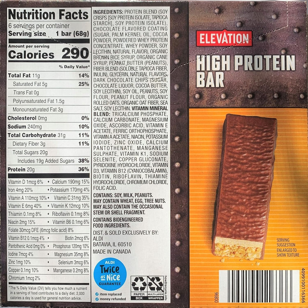 Millville Elevation High Protein Bars Mint Chocolate & Peanut Butter - 4 Count - image 2
