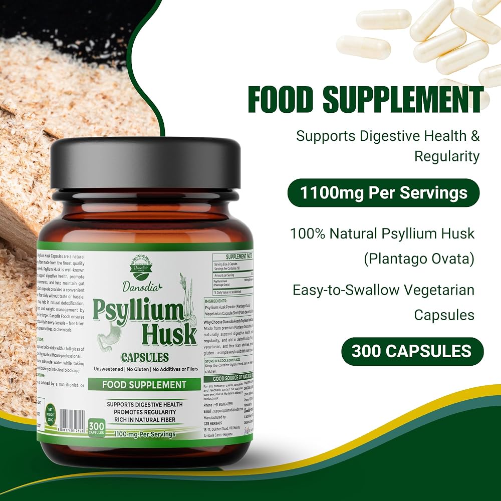 Danodia Foods Psyllium Husk Capsules - 300 Vegetarian Capsules - image 5