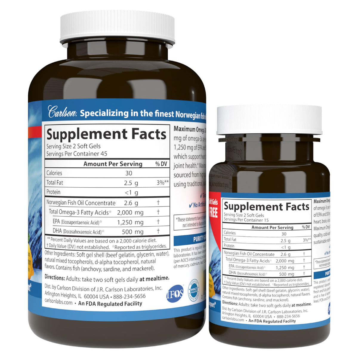 Carlson Maximum Omega 2000 Fish Oil 2000 mg - 90 Softgels - image 7