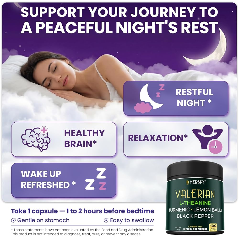 Herbpy Valerian Root Extract 5-in-1 Capsules - 100 Count - image 3