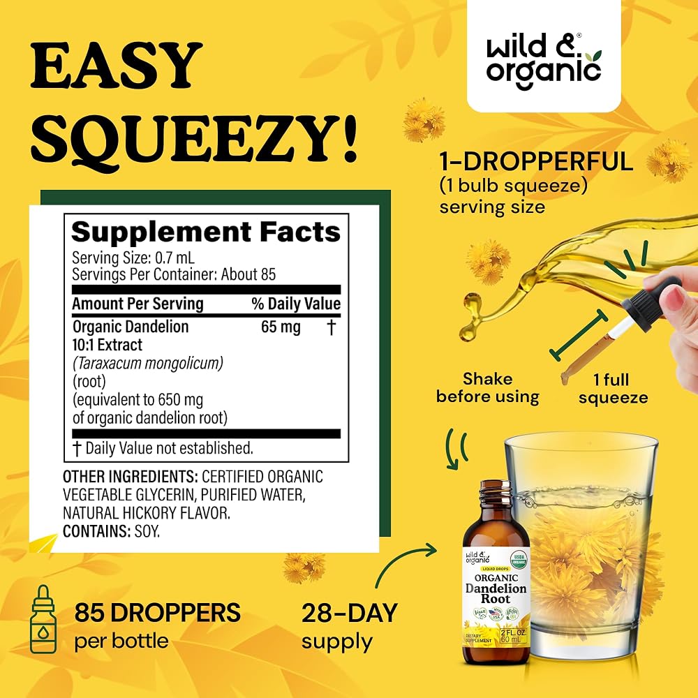 Wild & Organic Organic Dandelion Root Liquid Extract - Dandelion Root