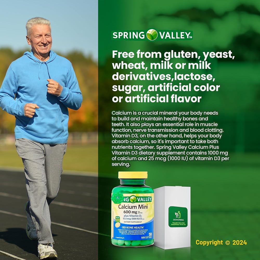 LightSpring Calcium 600mg Plus Vitamin D3 - 150 Softgels - image 8