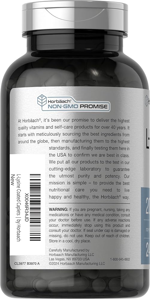 Horbäach L-Lysine Supplement 2000mg - 240 Caplets - image 3