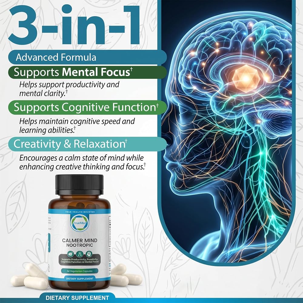 TRUEMED Calmer Mind Nootropic for Sleep & Relaxation - 60 Capsules - image 2
