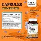 Wild & Organic Chicory Root Fiber Capsules - 1200 mg of Chicory Root