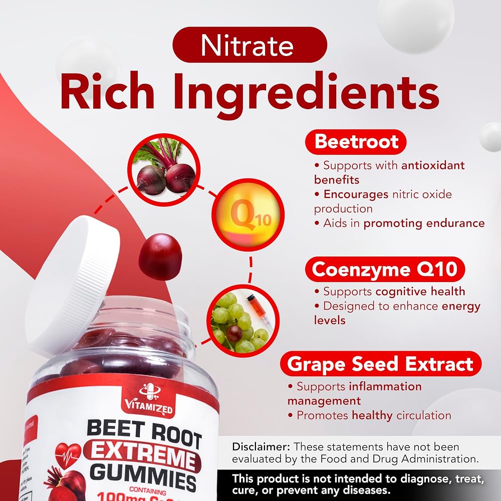 VITAMIZED Extreme Beetroot Formula COQ10 100mg Gummies - 60 Count - image 2