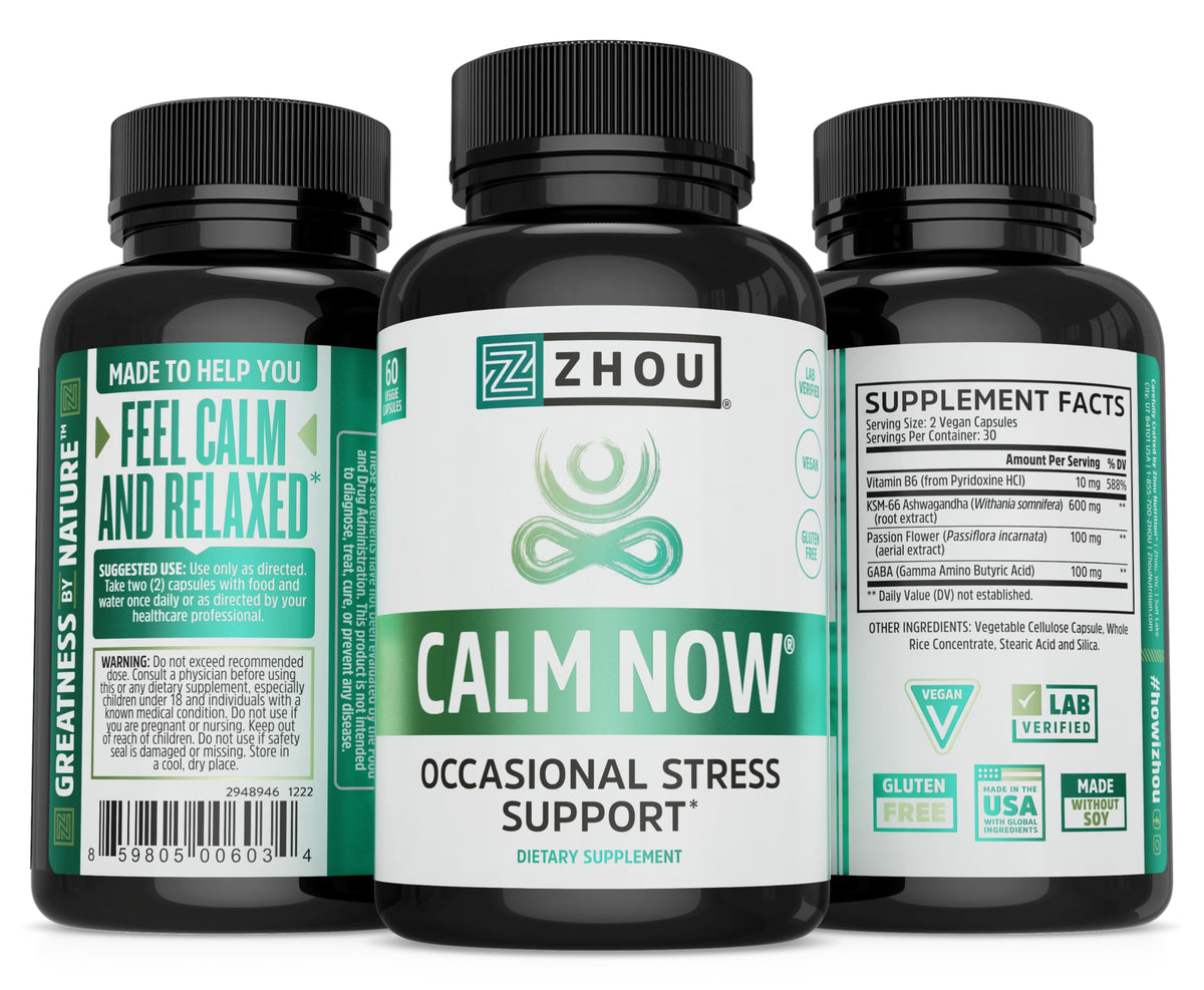 Zhou Calm Now Supplement with Ashwagandha - 60 Vegetarian Capsules - image 4