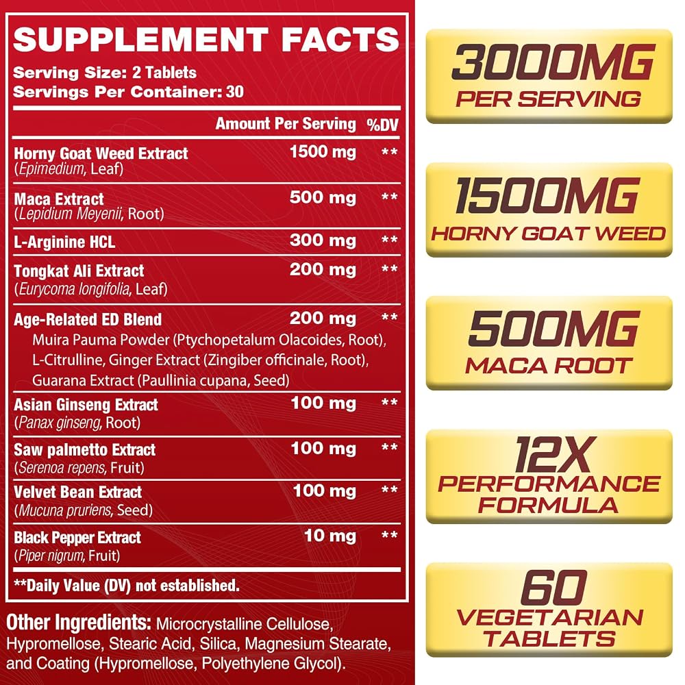 Fubkerm Horny Goat Weed 12 in 1 Male Performance - 60 Tablets - image 2