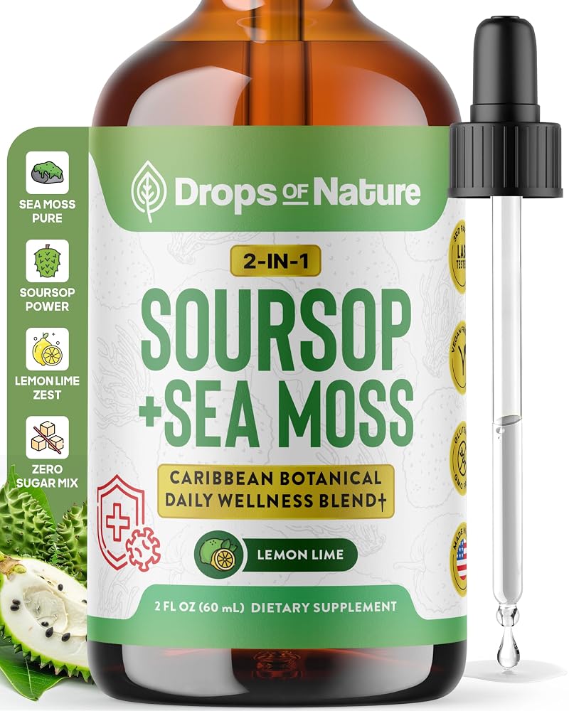 Drops Of Nature Soursop Bitters Liquid with Sea Moss - 60 mL
