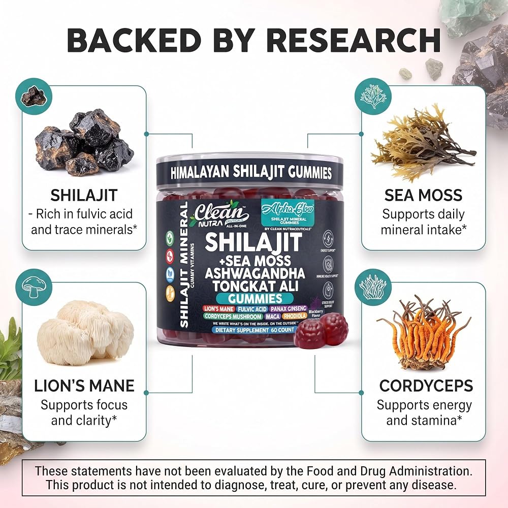 Clean Nutraceuticals Alpha Glow Shilajit Gummies - 60 Count - image 3
