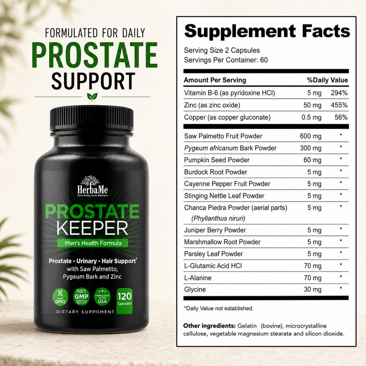HerbaMe Prostate Health Supplement for Men & Urinary Support - 120 Capsules - image 9