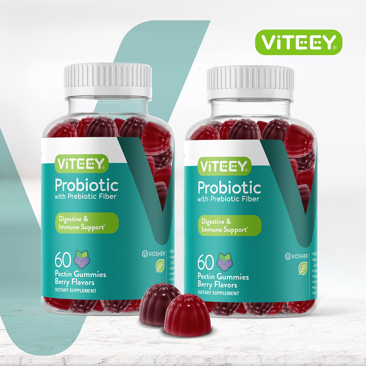 Viteey Probiotics Plus Prebiotics Fiber Gummies