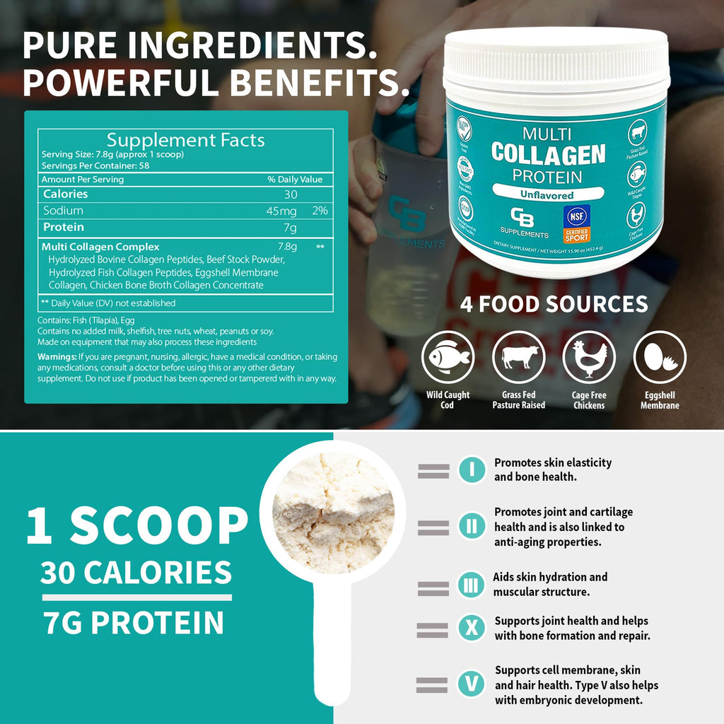CB Supplements Multi Collagen Protein Powder - 58 Servings - image 3