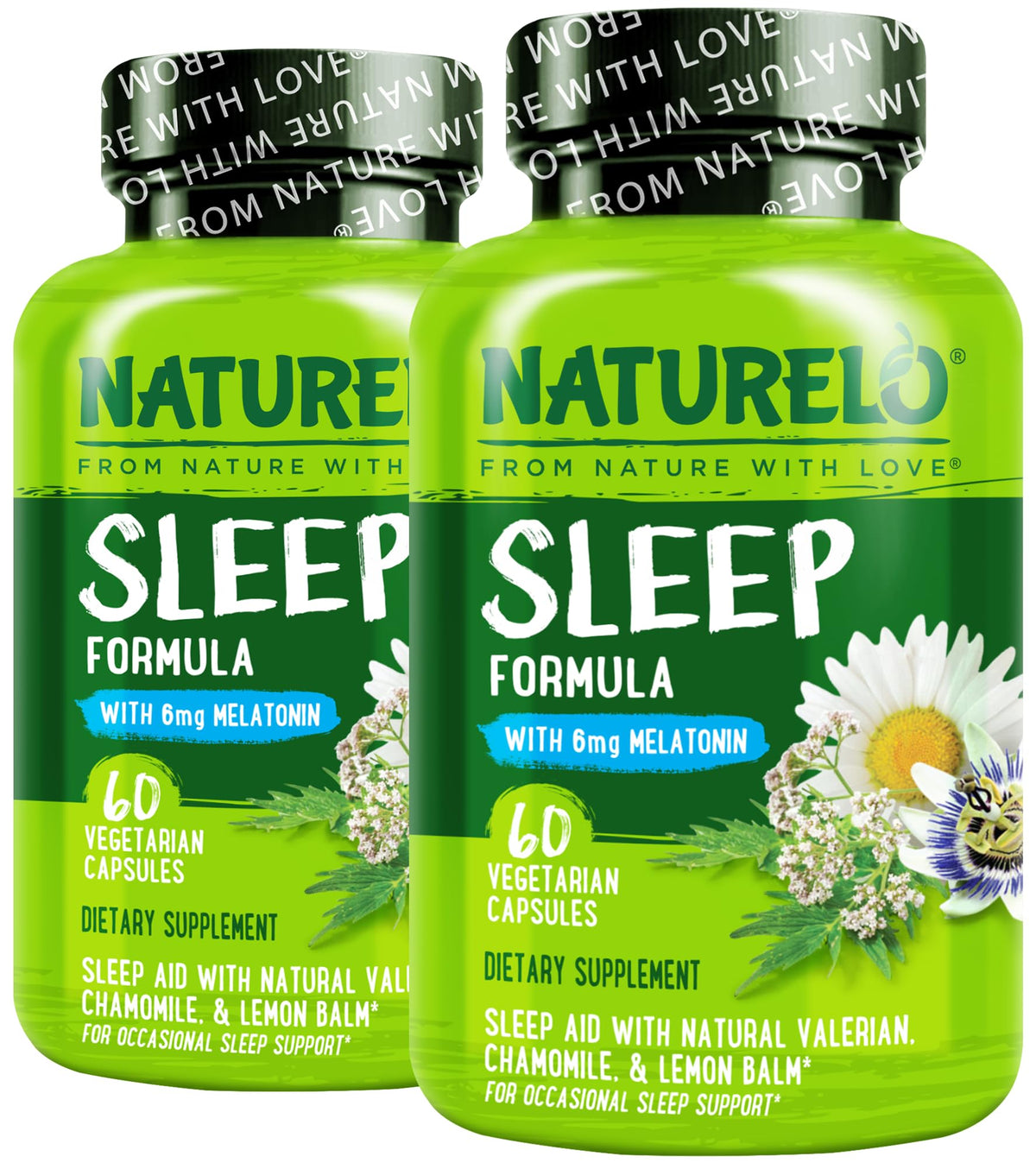 NATURELO Sleep Aid with Melatonin & Magnesium - 60 Vegan Capsules
