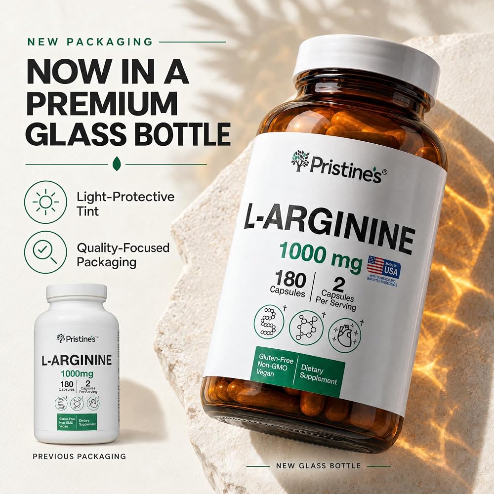 PRISTINE'S L-Arginine 1000mg Capsules for Blood Flow Support - 180 Capsules - image 2