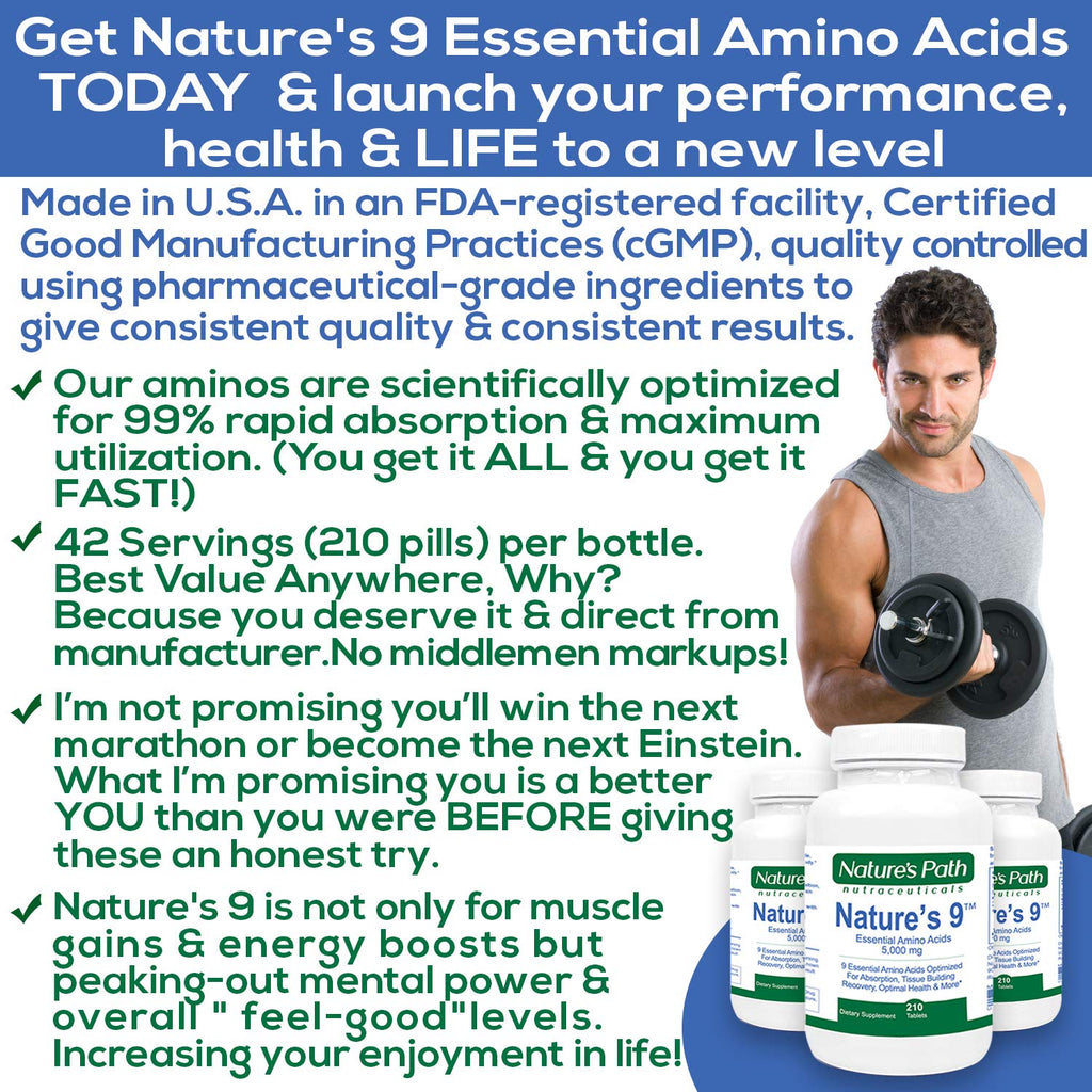 Nature's Path Nutraceuticals Essential Amino Acids 9 EAA Complex - 210 Tablets - image 2