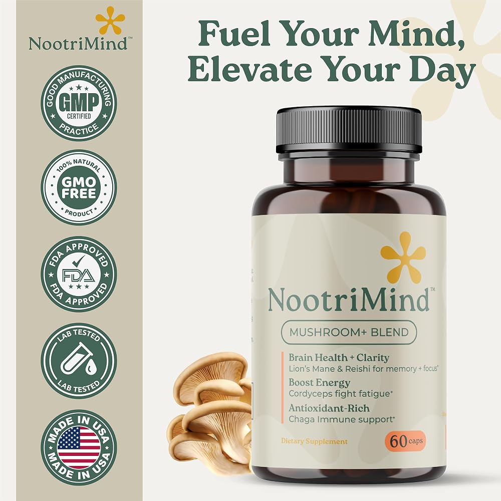nootrimind Lions Mane Mushroom Supplement Capsules - 60 Count - image 7