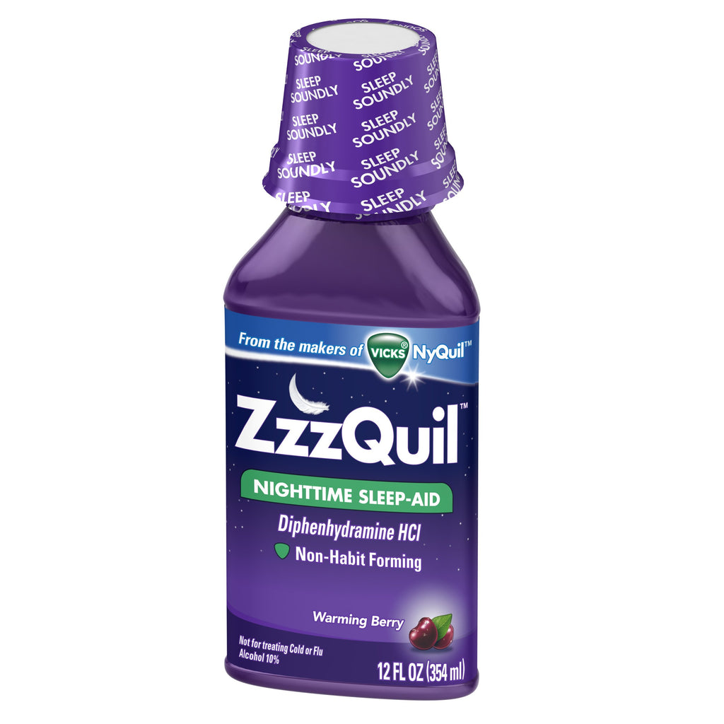 Vicks ZzzQuil Nighttime Sleep-Aid Liquid Warming Berry - 12 Fl Oz - image 8