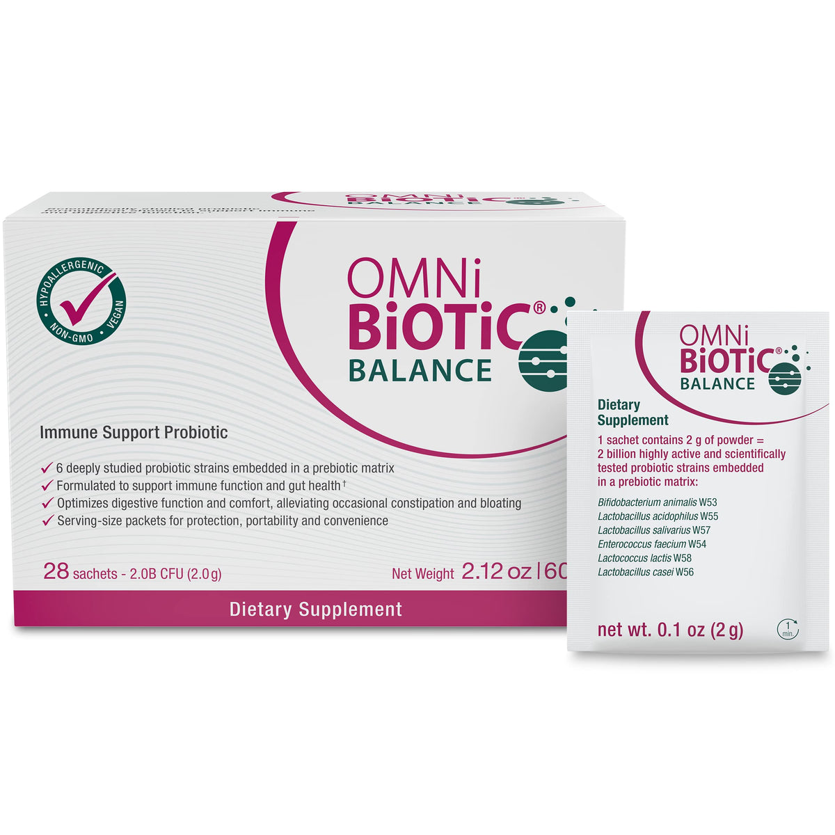 OMNi BiOTiC Balance Probiotic Powder for Digestive & Immune Support - 2.2 oz