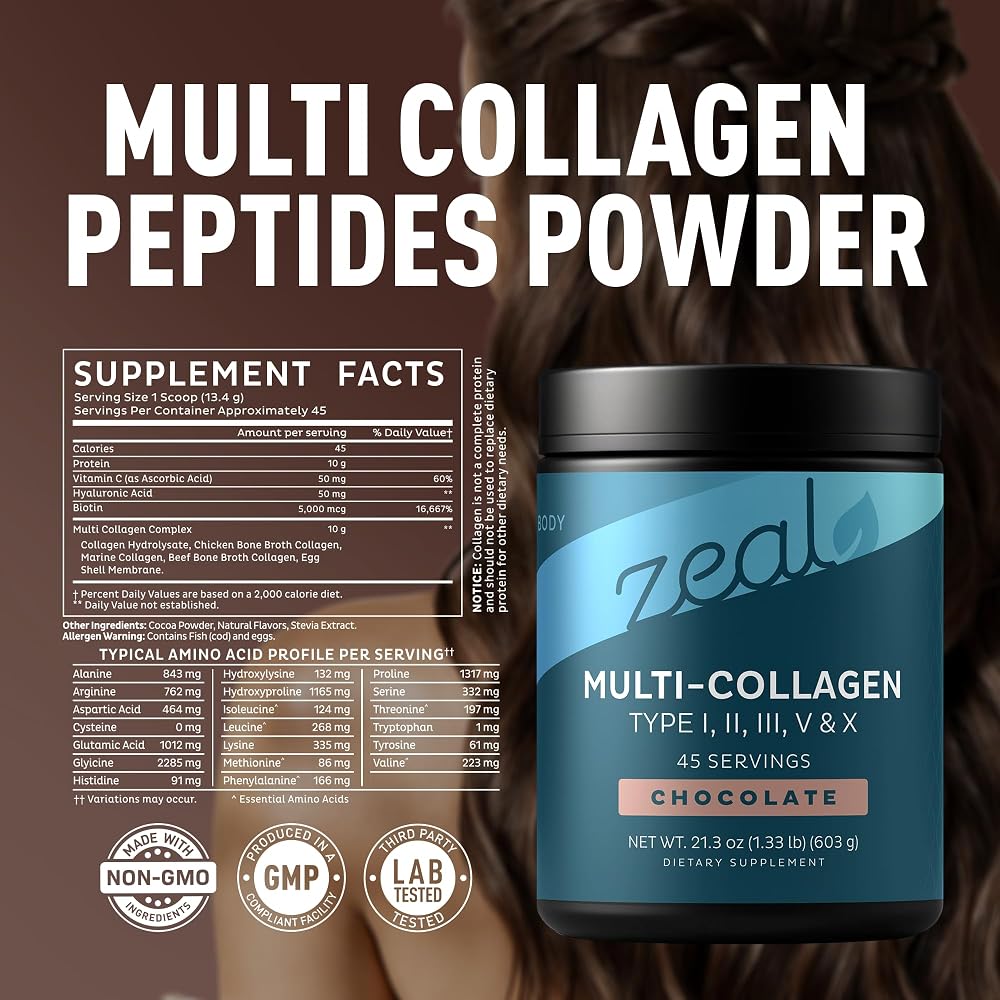 Zeal Naturals Premium Multi Collagen Peptides Protein Powder - image 8
