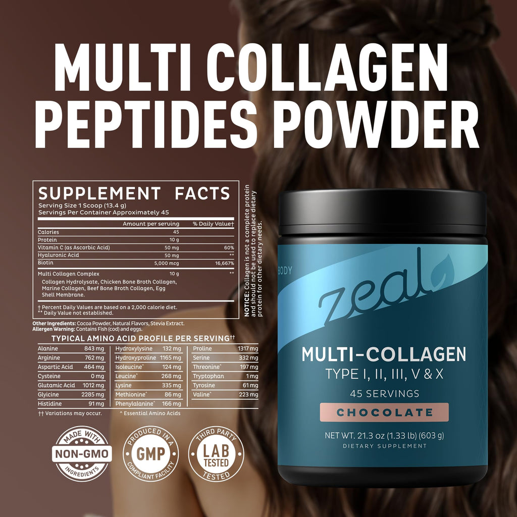 Zeal Naturals Premium Multi Collagen Peptides Protein Powder
