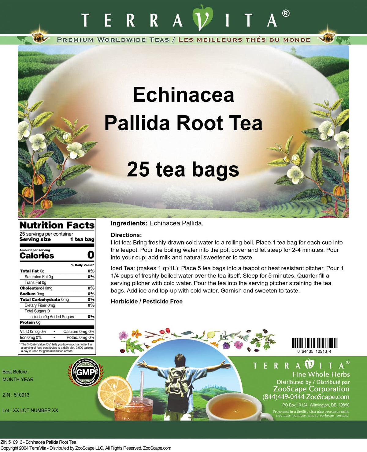 Terravita Echinacea Pallida Root Tea - 25 Tea Bags - image 2